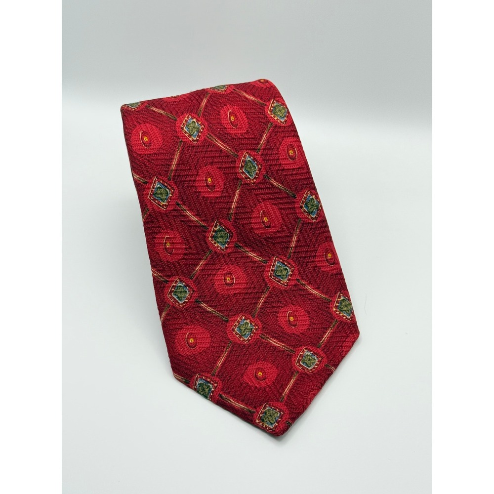 Robert Talbott Silk Tie 3.75" Red Geometric Medallion Nordstrom Best of Class